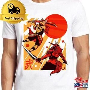 Samurai Unicorn Ninja Warrior Meme Gamer Japanese Art Graphic T-Shirt